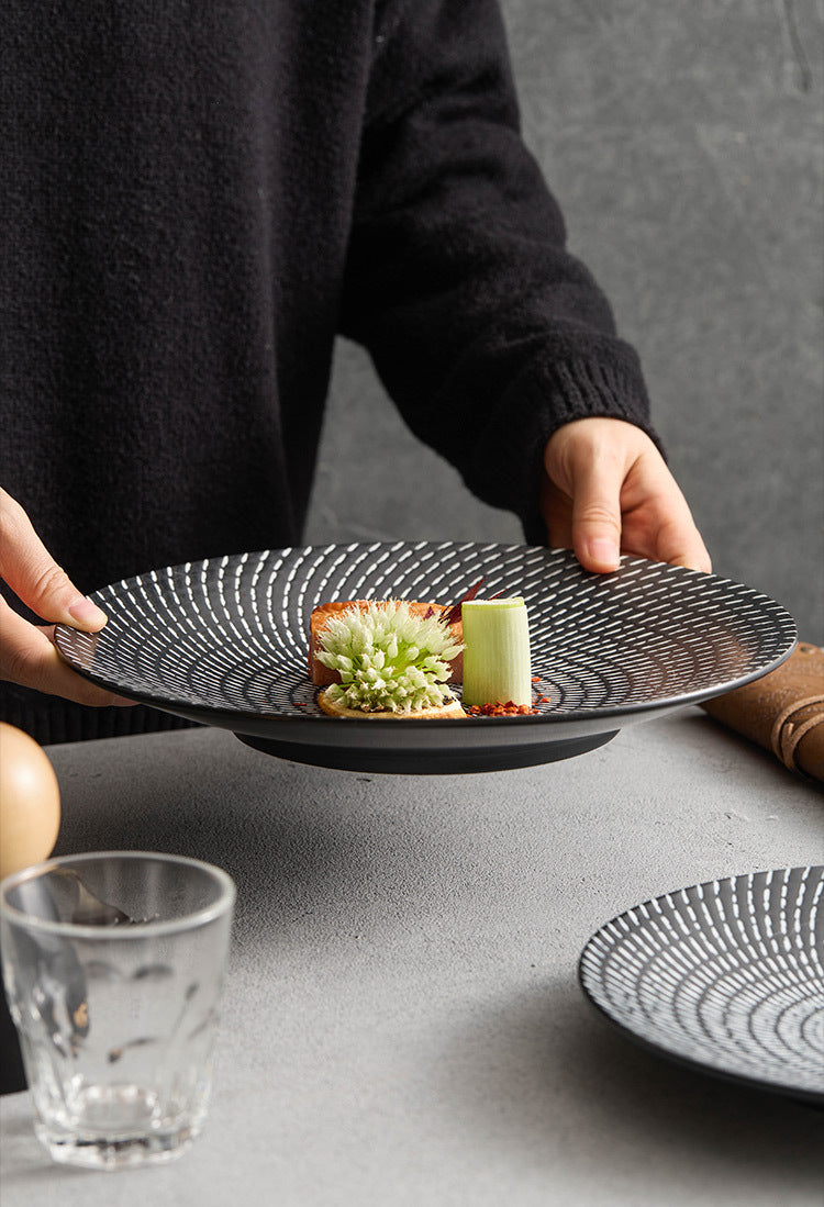 Upscale restaurant dinner plate with matte finish
