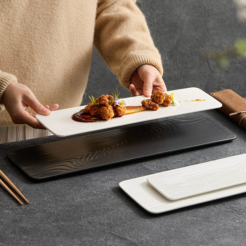 Water-pattern ceramic platter for desserts and appetizers