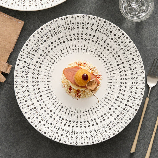 White glazed ceramic plate for Western cuisine