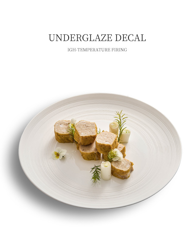 White round plate with clean linear grooves
