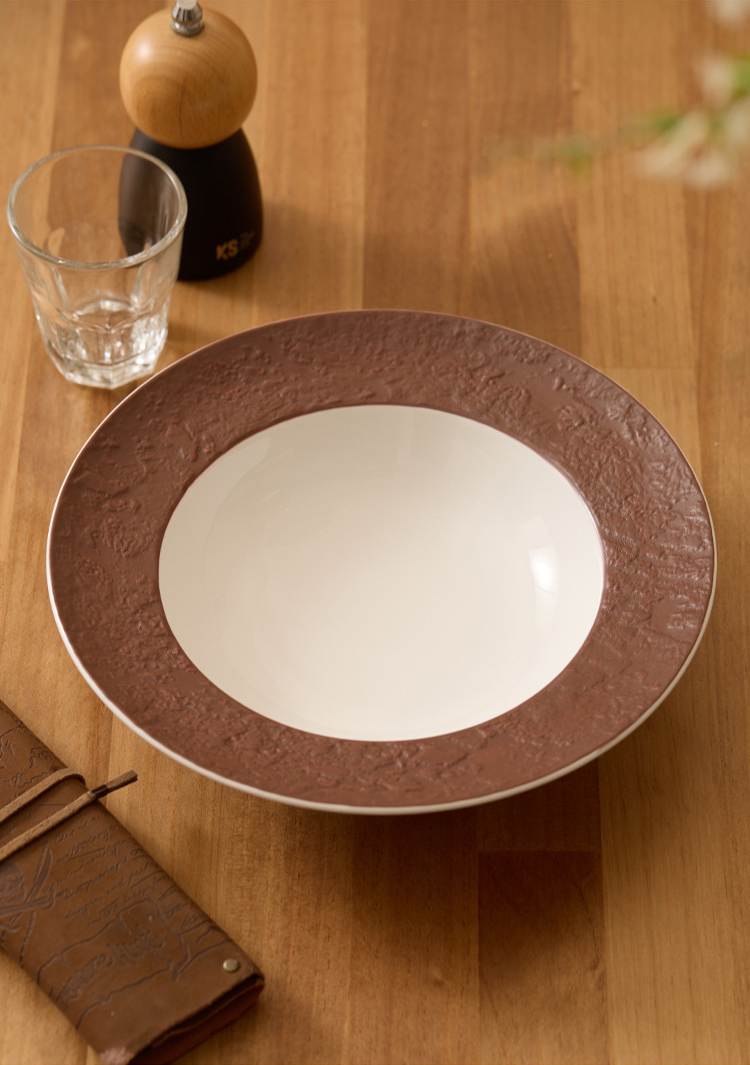 goseung organic texture border ceramic bowl dishwasher and microwave safe