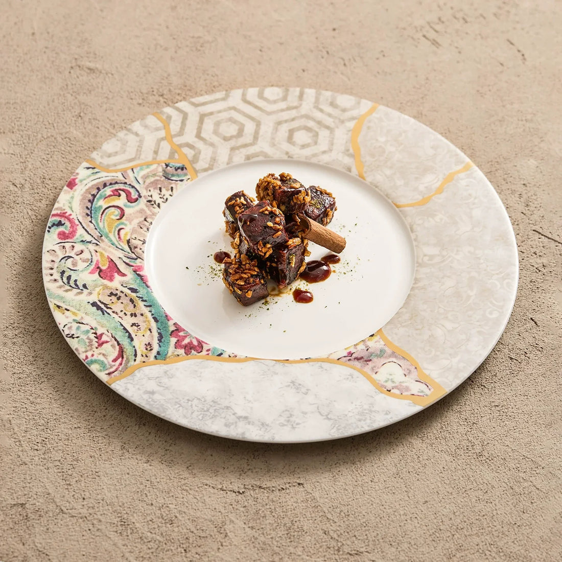 Silk Mosaic Elegance — The Artful Porcelain Plate That Transforms Your Table