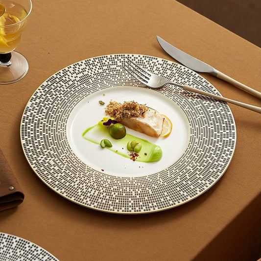 Luxury Craftsmanship in Every Detail — The Mosaic Rim Porcelain Dinner Plate