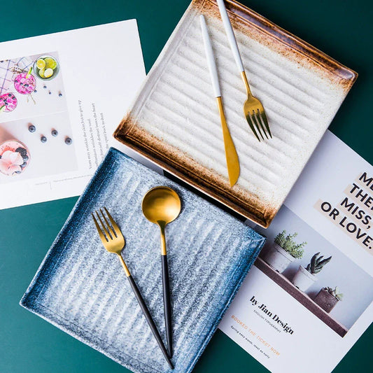 Architectural Balance on the Table: The Textured Square Presentation Plate