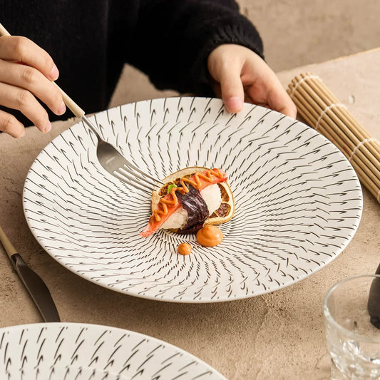Monochrome Elegance — How the Radiant Pattern Ceramic Dinner Plate Elevates Modern Dining Aesthetics