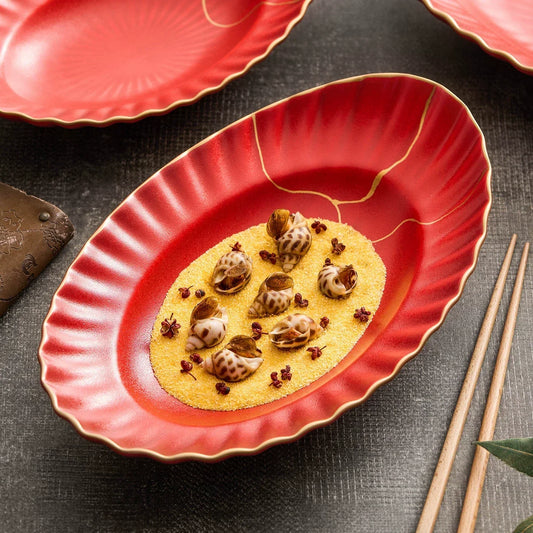 A Touch of Vermilion — How the Red Glazed Oval Serving Plate Transforms Cold Dishes into Art