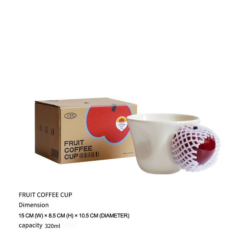 Apple handle mug in glossy red ceramic

