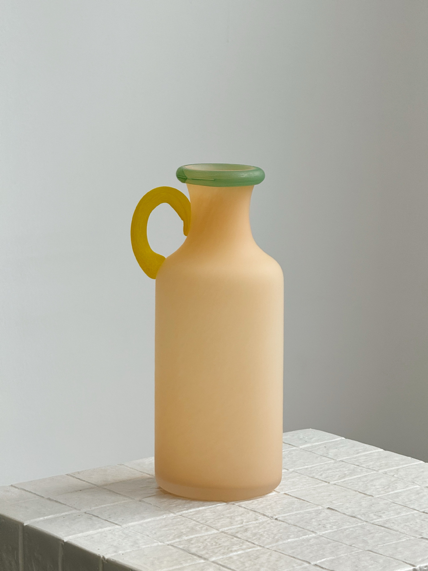 Apricot beige frosted glass vase minimalist home décor