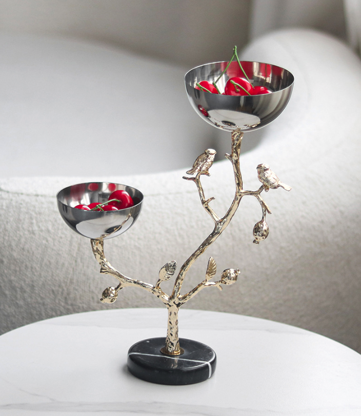 Artistic bird branch bowl holder for coffee table decoration