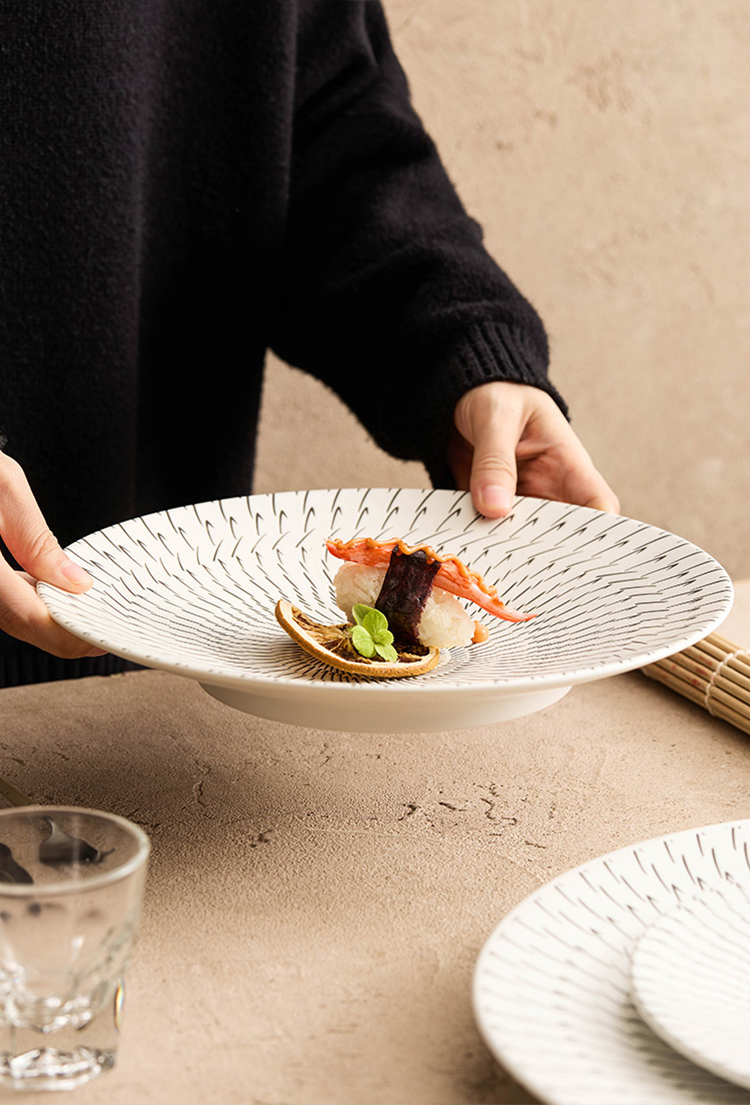 Artistic ceramic plate for hotel and restaurant fine dining setups