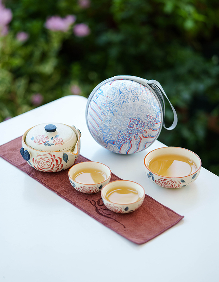 Artistic floral porcelain tea brewing kit