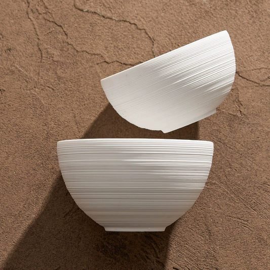 Brushed line pattern bowl for soup or noodles

