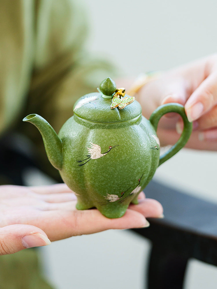 Celadon Green Handcrafted Teapot with Eastern Minimalist Style