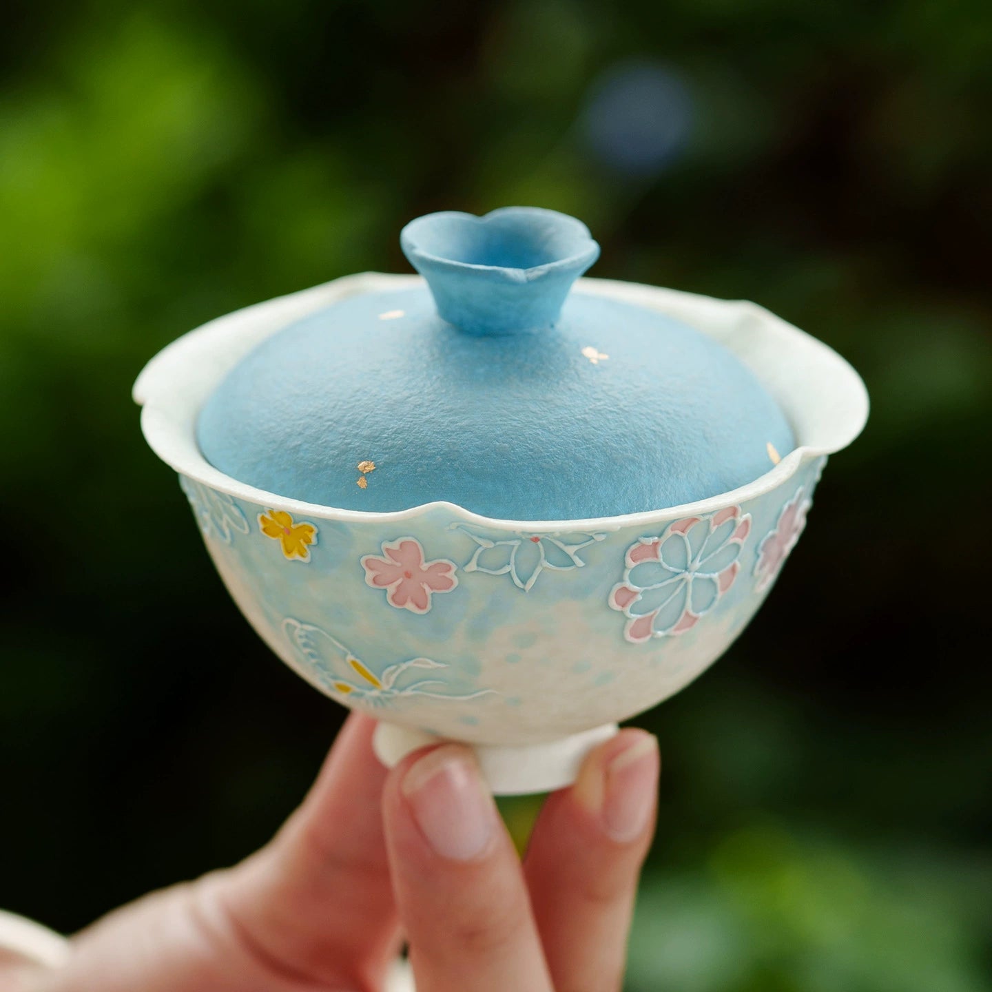 Ceramic lidded tea cup for Kung Fu tea