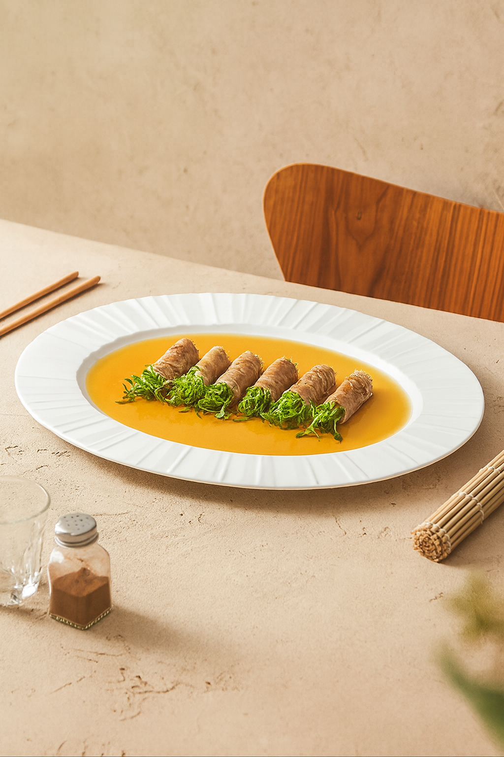 Ceramic serving plate for centerpiece food presentation