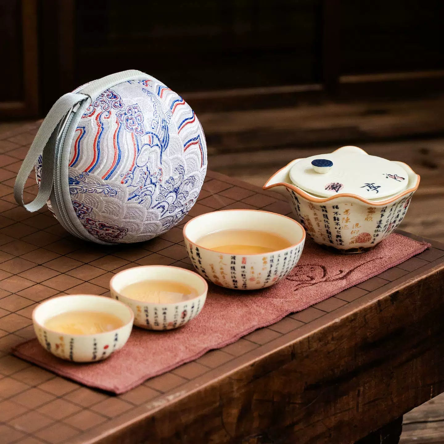 Ceramic teapot with lotus pattern