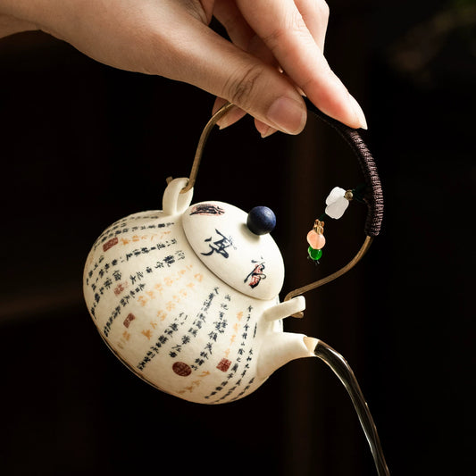 Chinese Lantingxu script ceramic teapot