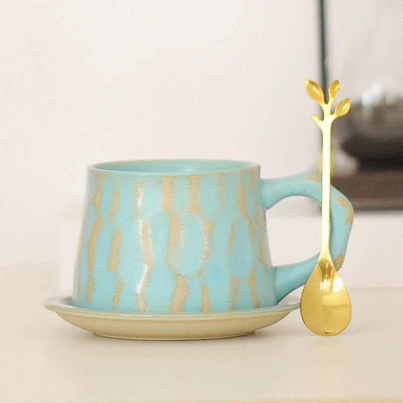 Close-up of natural glaze on Japanese pottery cup

