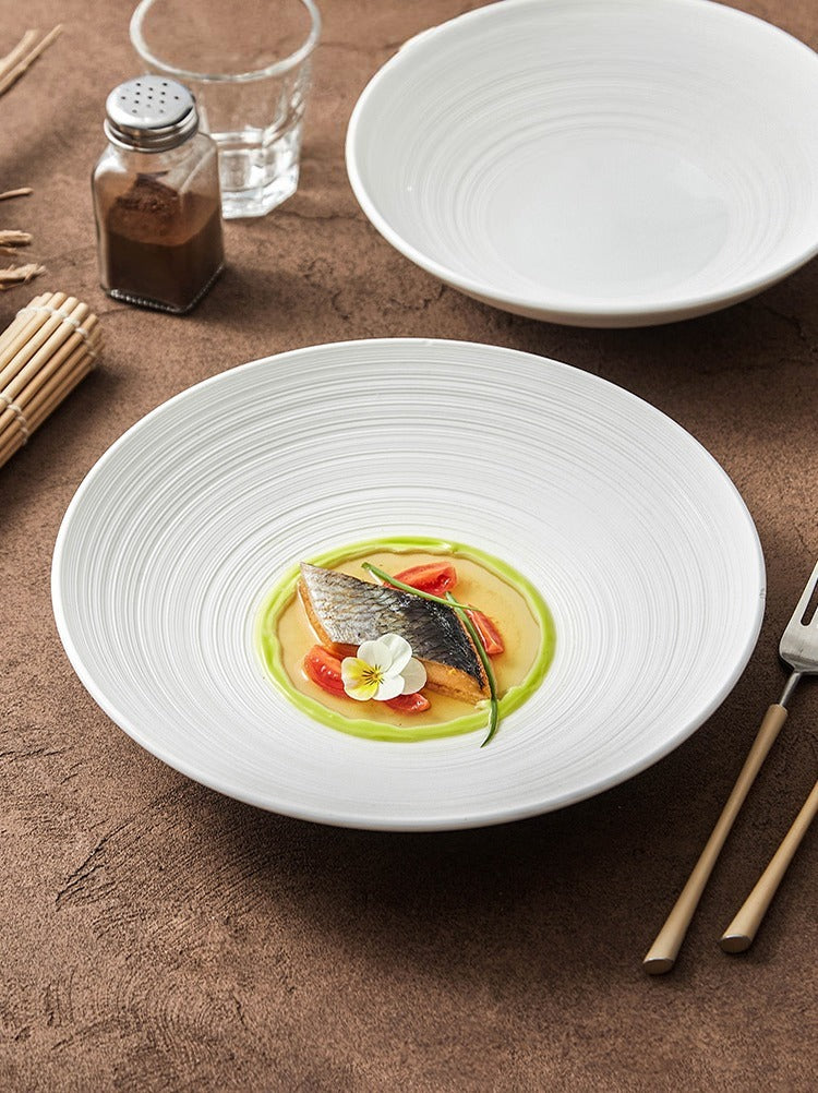 Contemporary ceramic bowl suited for restaurant-style plating