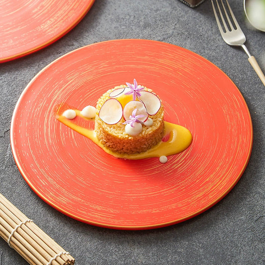 Contemporary dinner plate with smooth glaze finish

