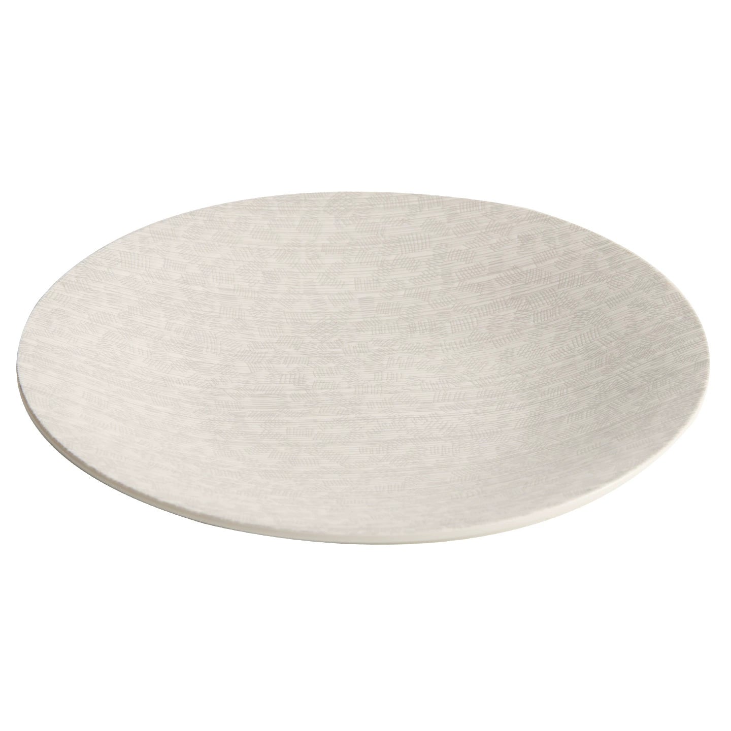 Contemporary fine dining plate with textured linear pattern