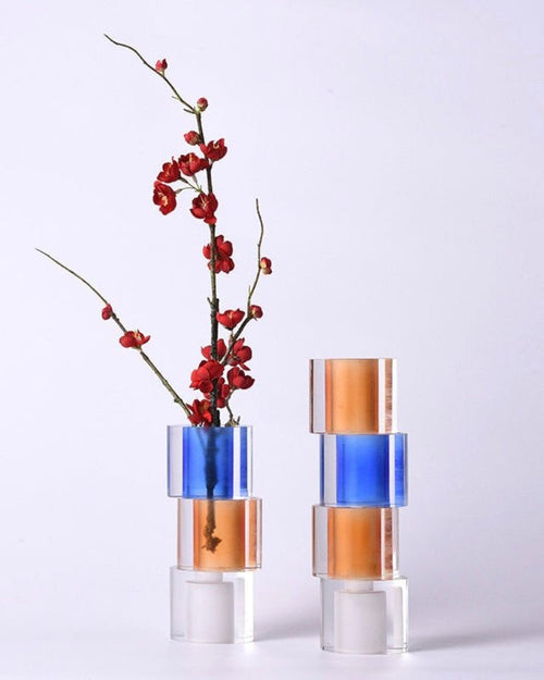 Contemporary glass flower vase centerpiece for home decor