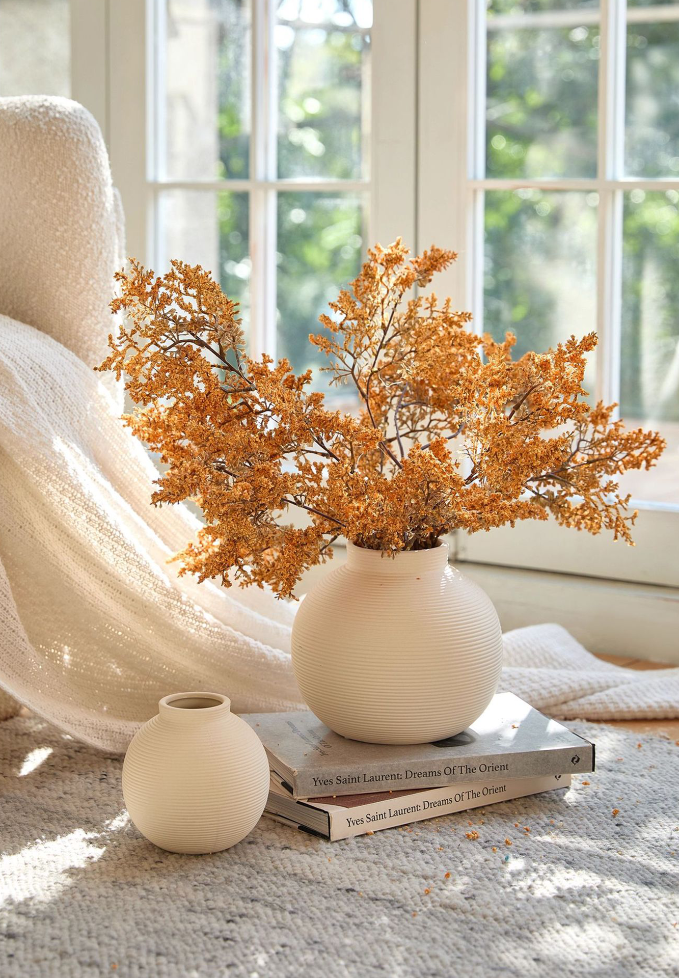 Contemporary matte pottery vase in ivory tone