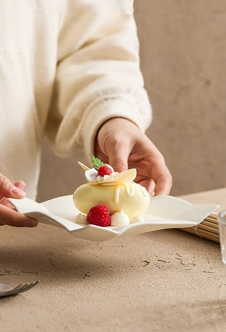 Contemporary square ceramic plate for home café styling