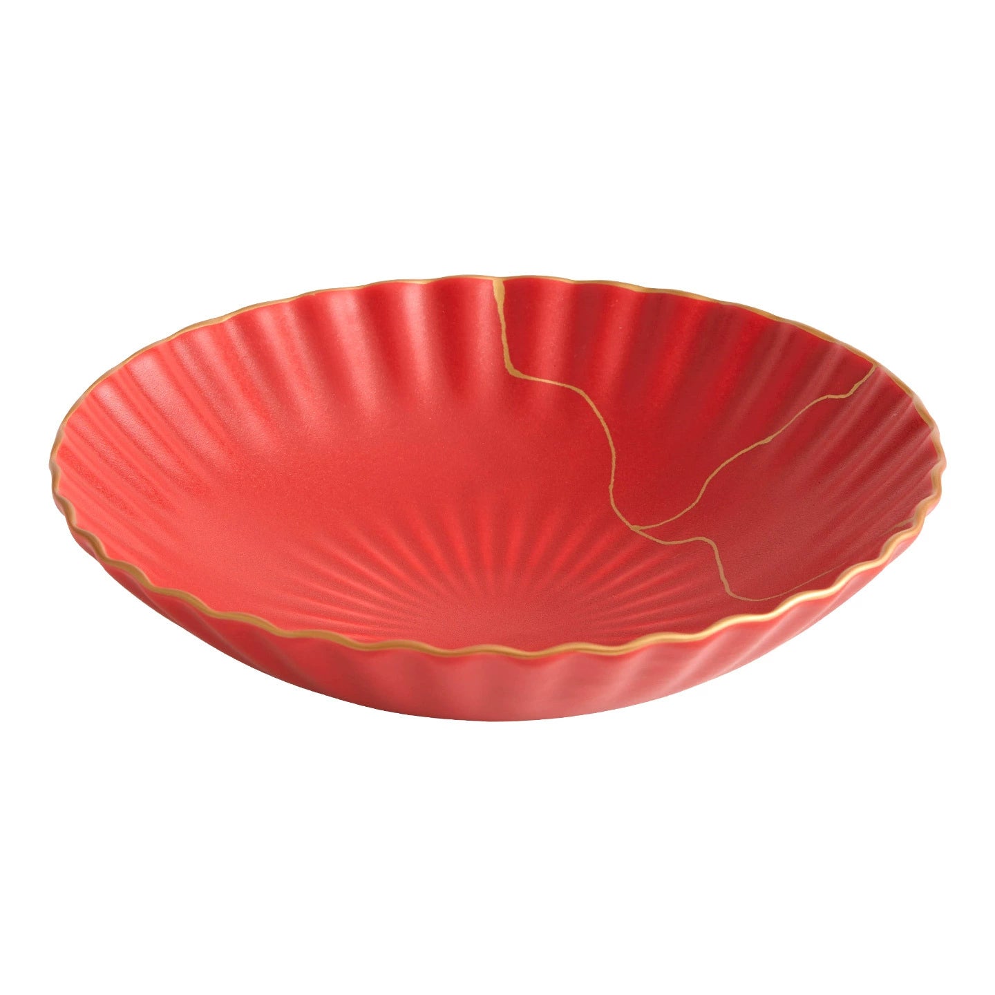 Decorative_ceramic_serving_bowl_in_red_with_gold_trim