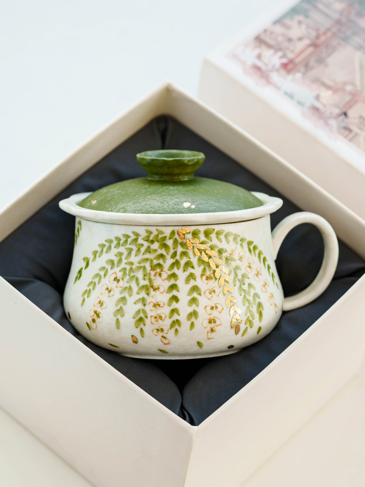 Decorative ceramic tea mug for home or office