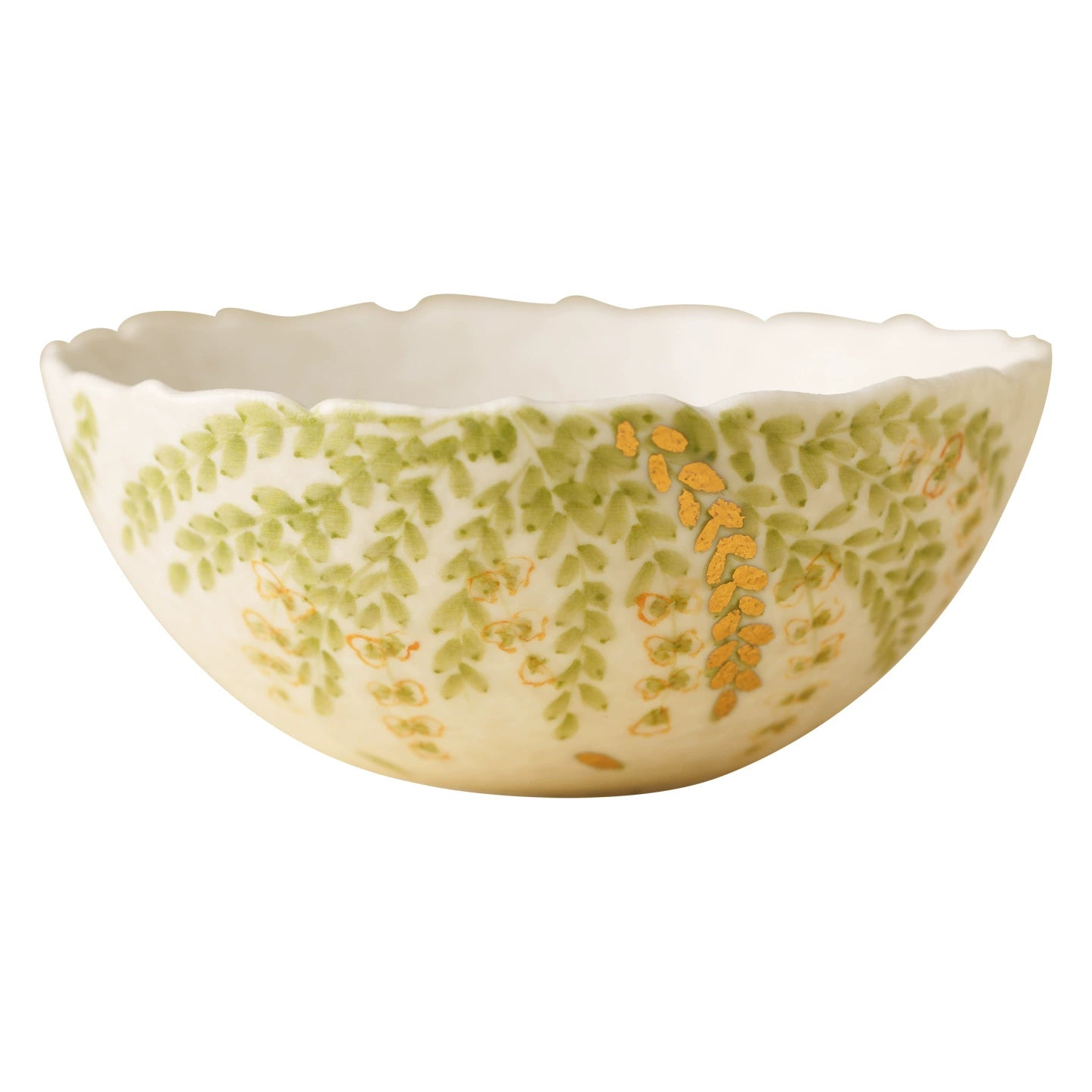 Decorative green leaf ceramic tea cup handmade