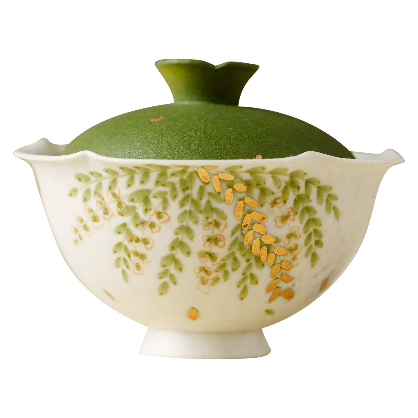 Decorative leaf pattern ceramic gaiwan with lid