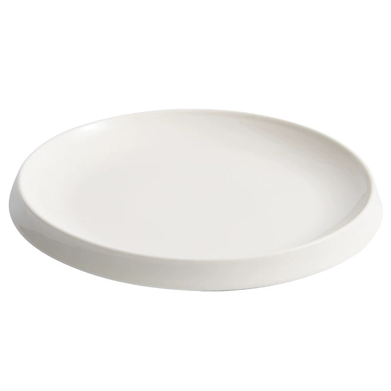 Deep white porcelain plate for steak and pasta