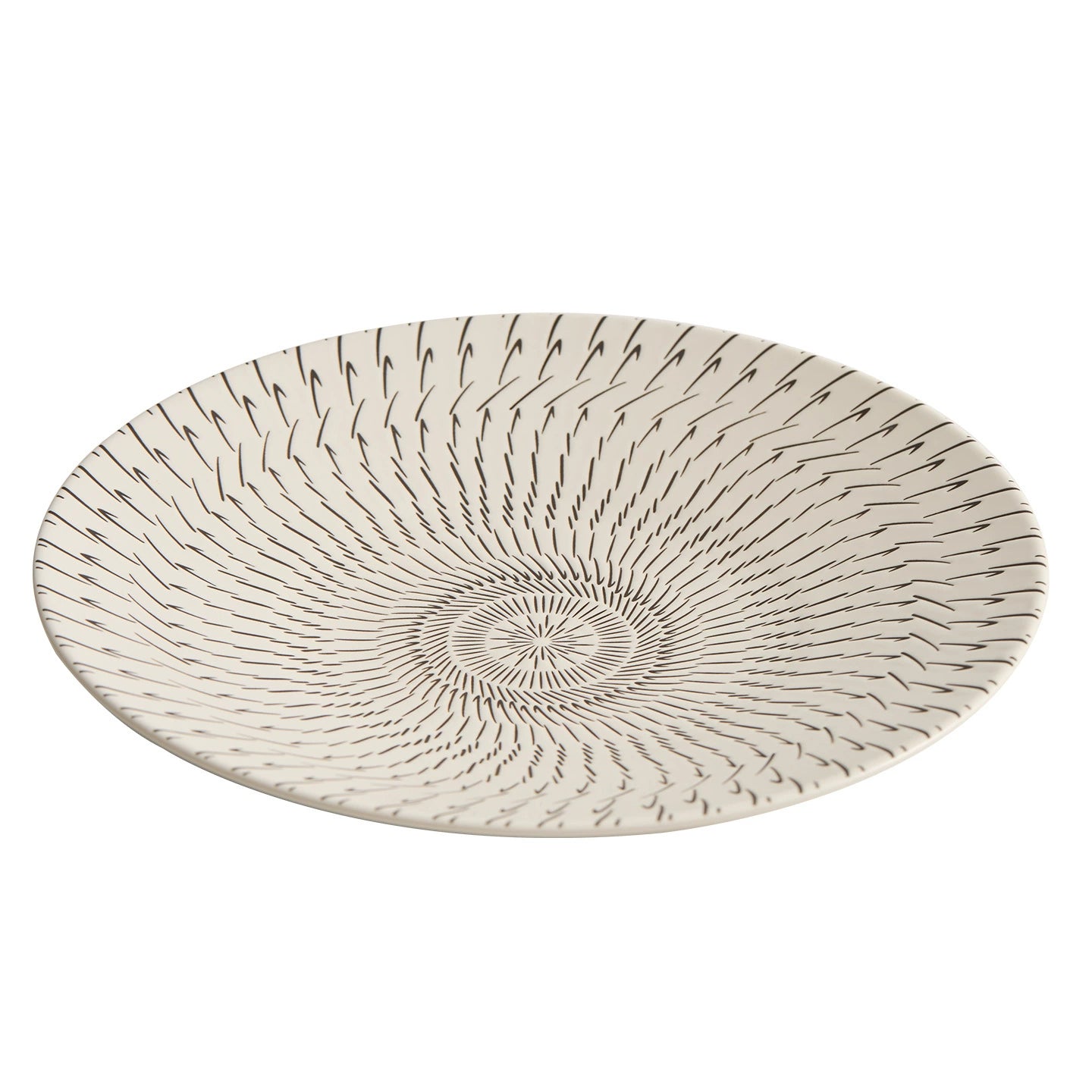 Designer tableware with dynamic black and white contrast pattern