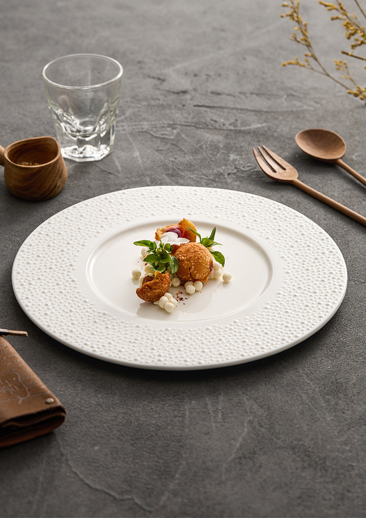 Detailed technical dimensions for the sesame point ceramic plate series.