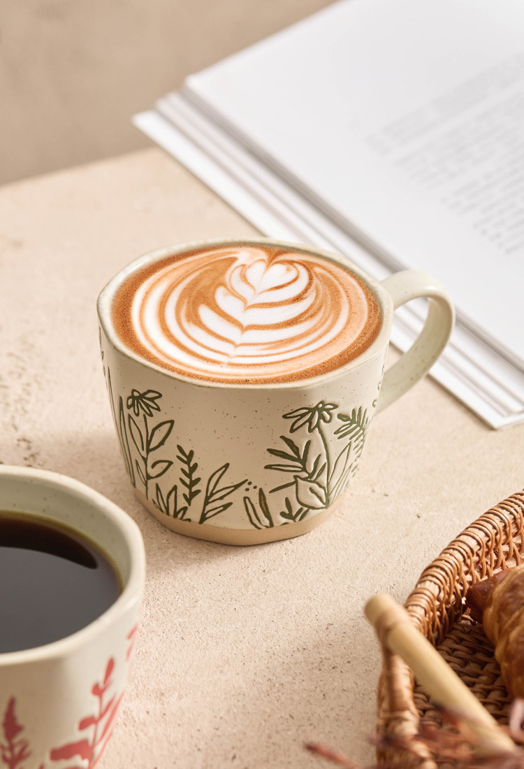 Earth-toned ceramic mug crafted from high-temperature stoneware