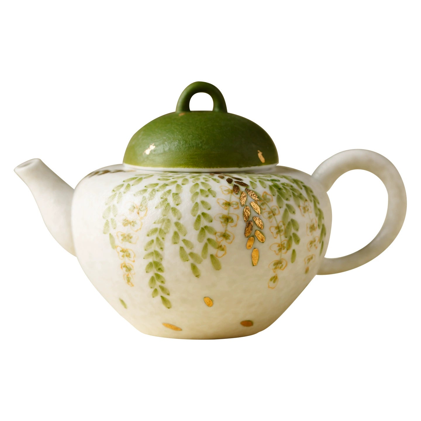 Elegant Chinese teapot with leaf painting