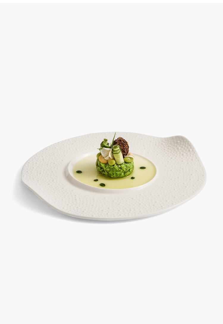 Elegant asymmetric ceramic serving dish