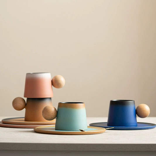Elegant ceramic coffee cup with matching saucer

