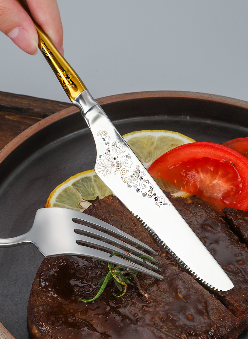 Elegant engraved spoon and fork dinnerware