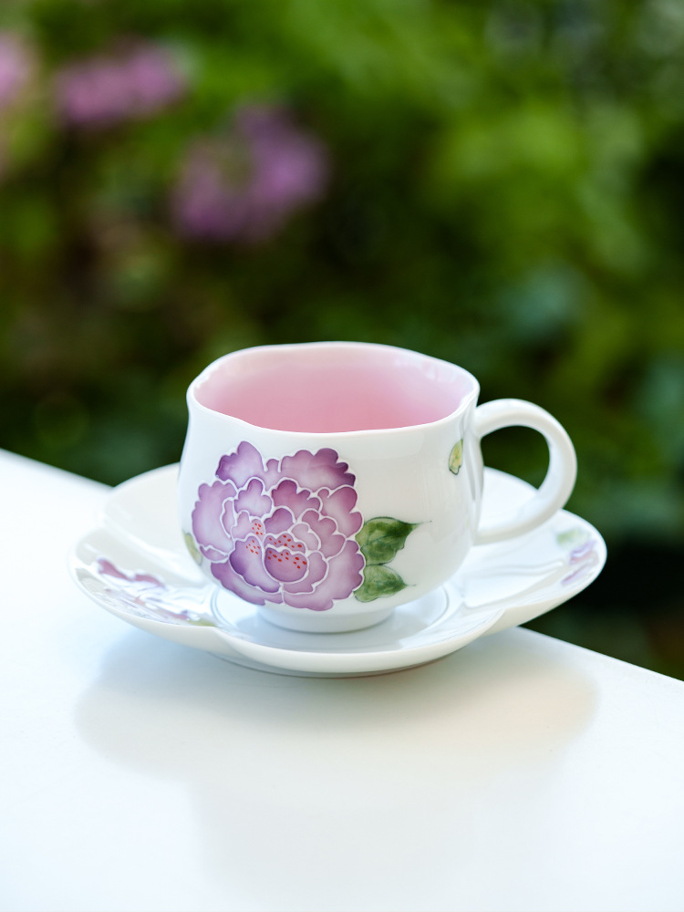 Elegant floral tea cup and saucer for coffee or tea