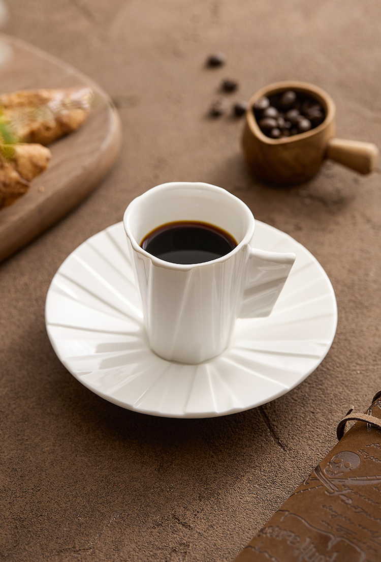 Elegant modern tea cup design crafted from porcelain.
