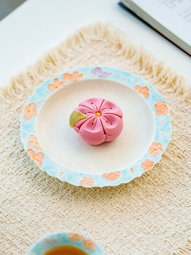 Elegant shallow ceramic plate for daily use