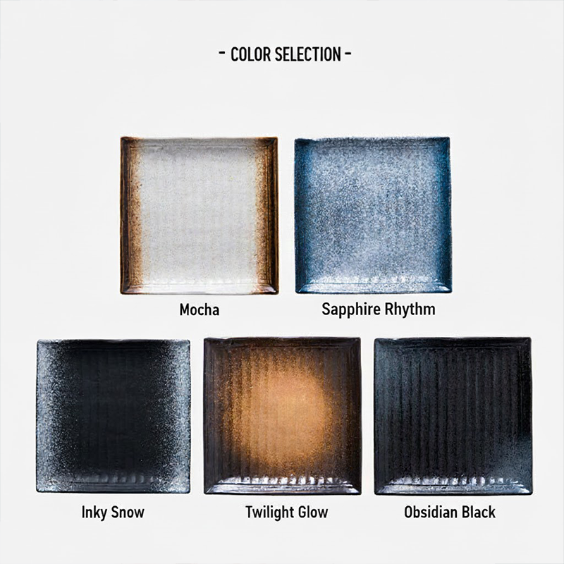 Fine dining square plate with subtle surface texture