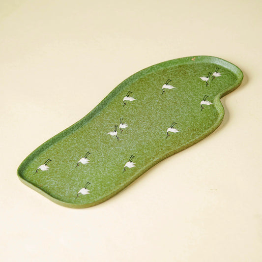 GOSEUNG Crane Green Glaze Tea Tray handcrafted porcelain piece