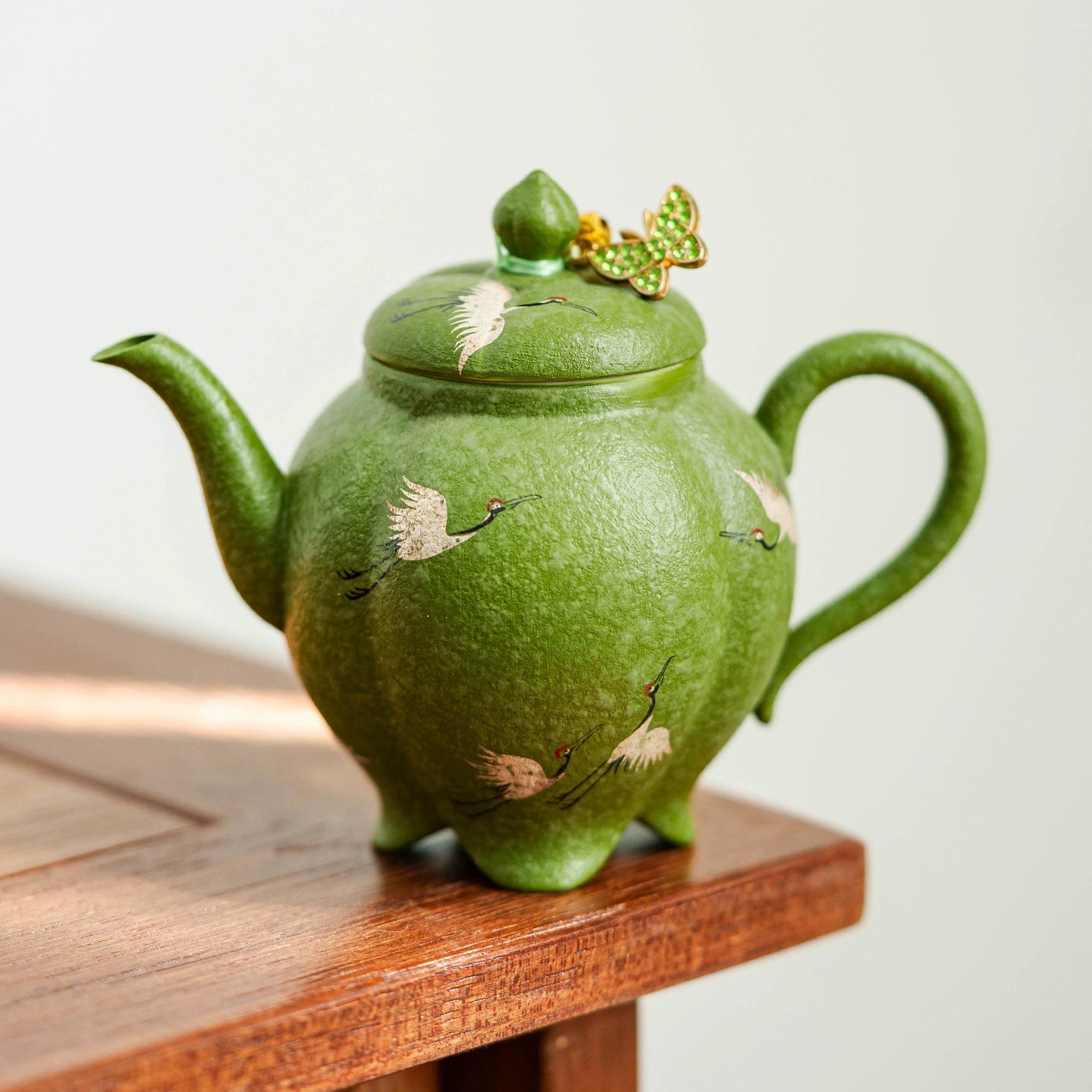 GOSEUNG Green Crane Teapot for Gongfu Tea Ceremony