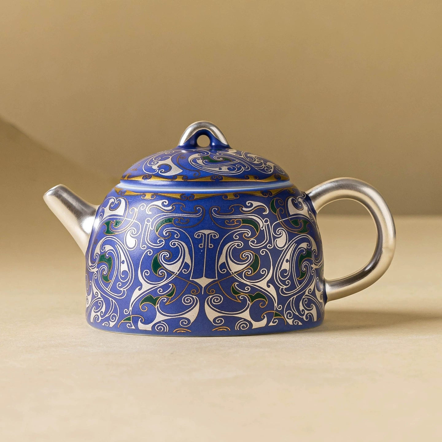 GOSEUNG Imperial Blue Silver Filigree Porcelain Teapot Gift Box
