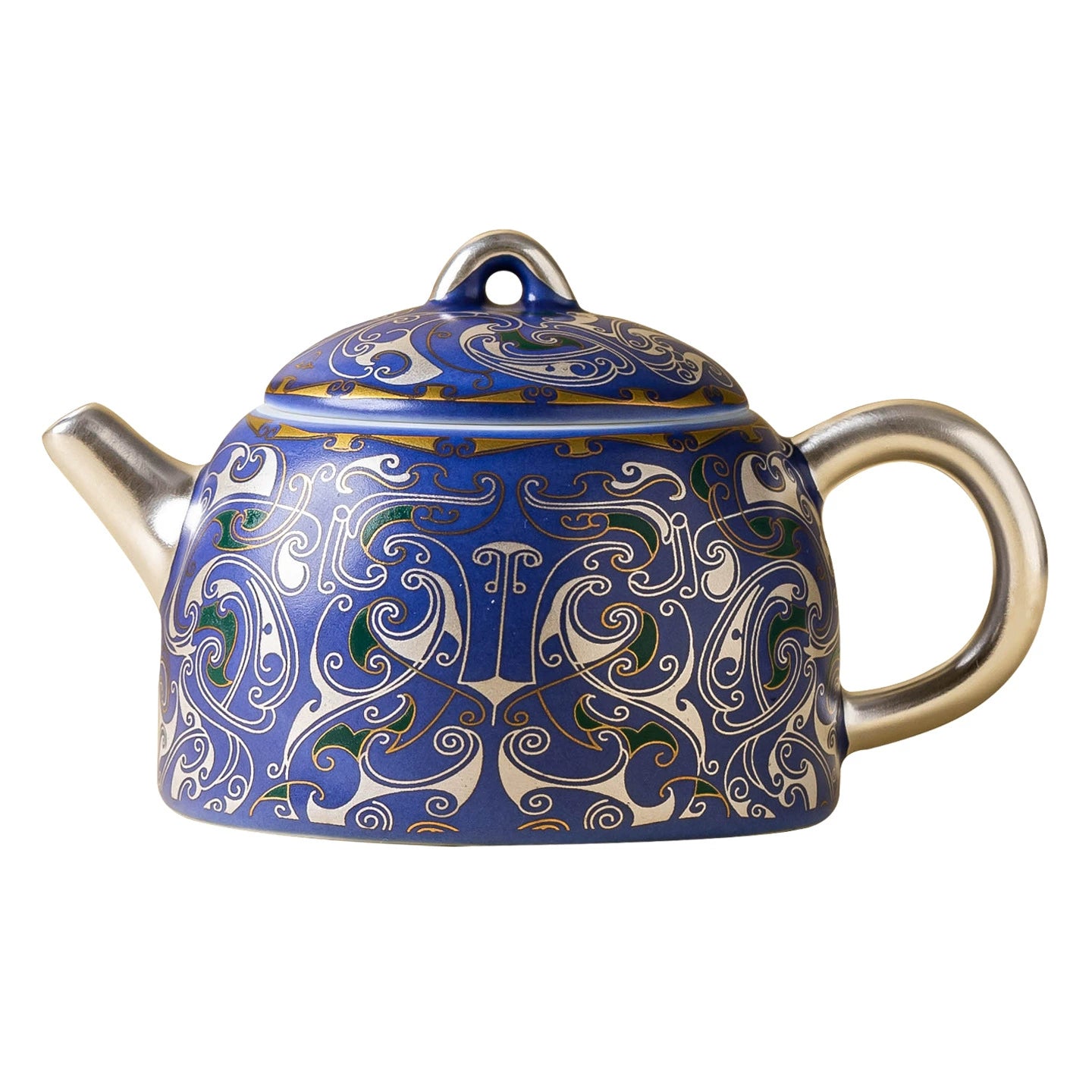 GOSEUNG Imperial Blue Teapot — silver filigree porcelain craftsmanship
