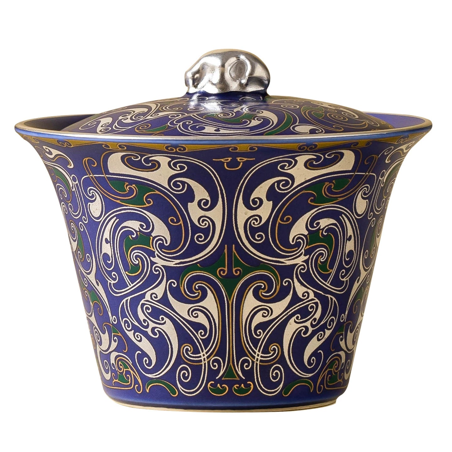 GOSEUNG Imperial Collection — silver-engraved porcelain gaiwan