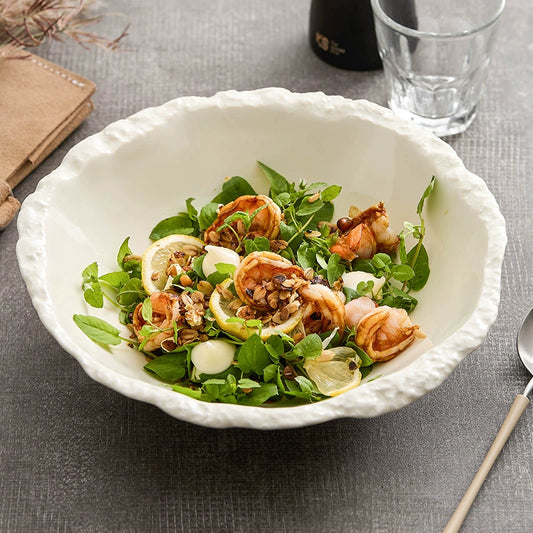 GOSEUNG StoneEdge porcelain bowl with handcrafted textured rim.